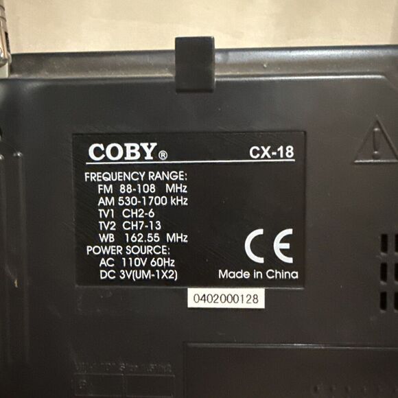 Vintage Y2K 90s Coby CX-18 Portable AM/FM TV/Weather Band Radio Tested Works - Picture 5 of 9